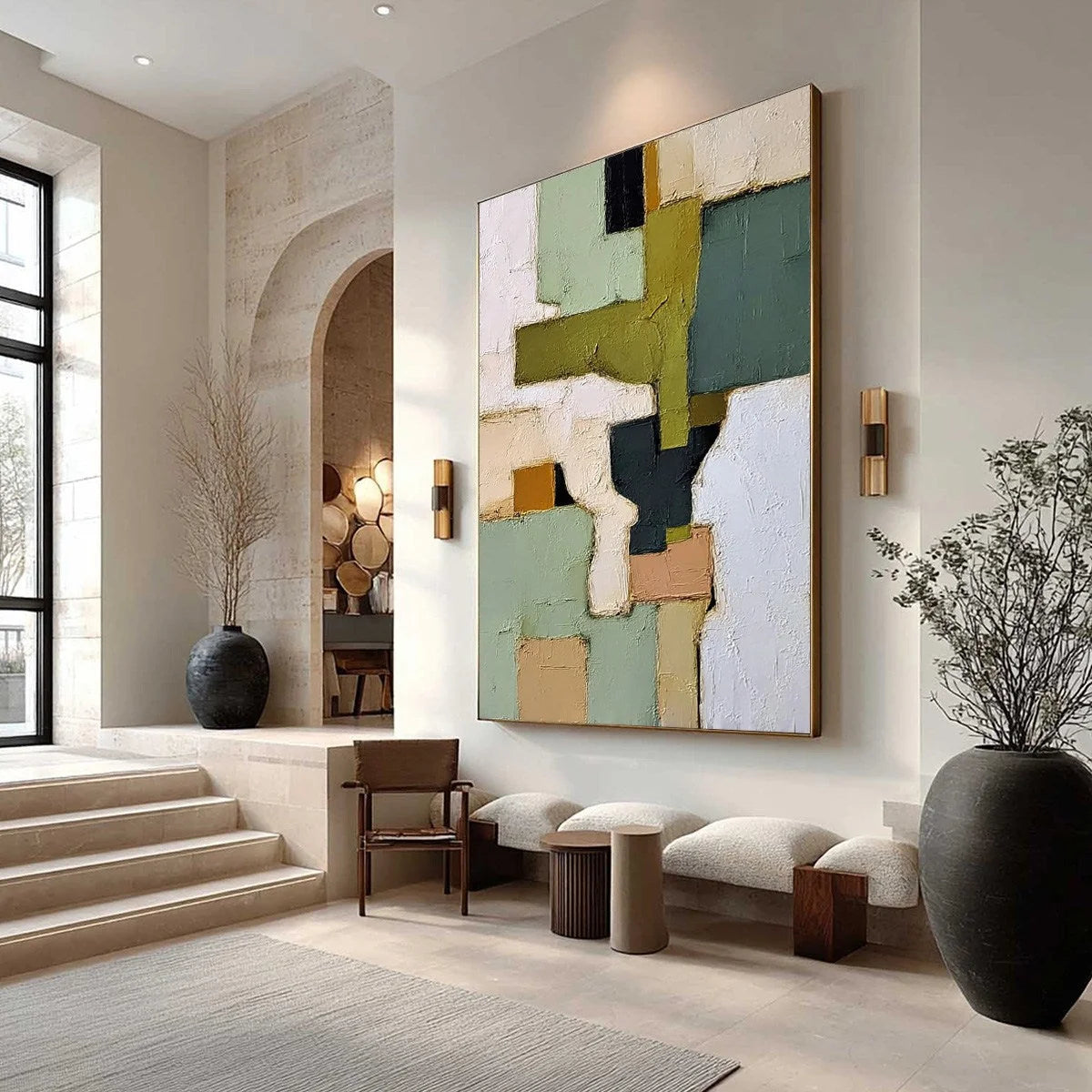 TERRA FIRMA: Textured Wabi Sabi Abstract Oil Painting | Abstract mood, soft natural light studio shot