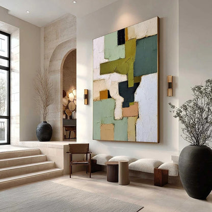 TERRA FIRMA: Textured Wabi Sabi Abstract Oil Painting | Abstract mood, soft natural light studio shot