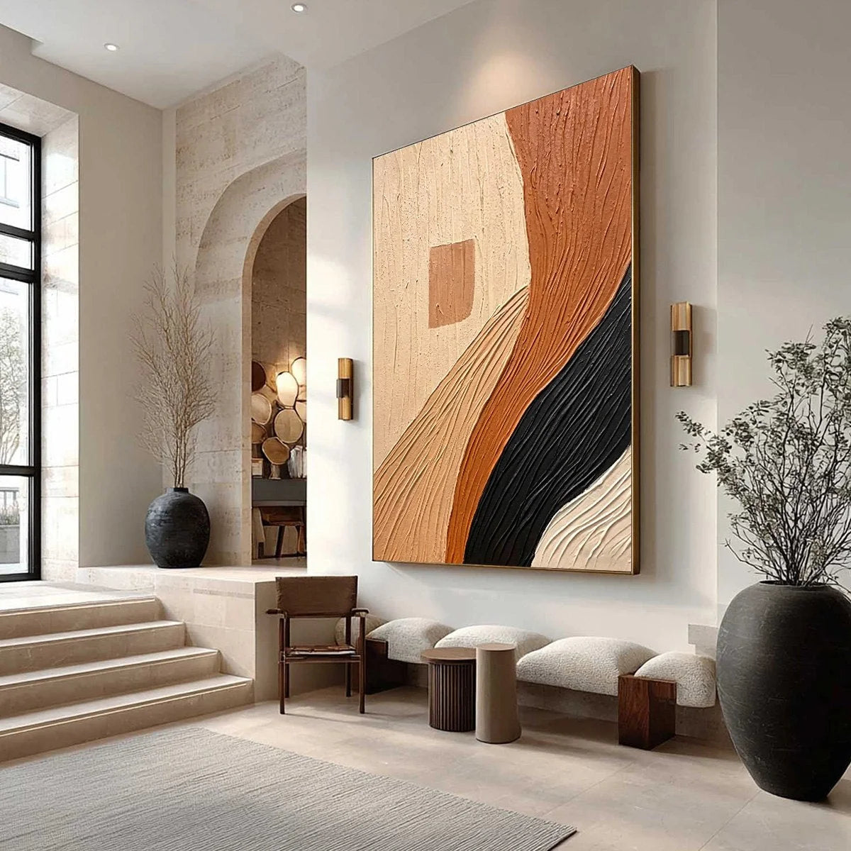 TERRA FIRMA: Textured Wabi Sabi Abstract Painting in Earth Tones | Abstract mood, soft natural light studio shot