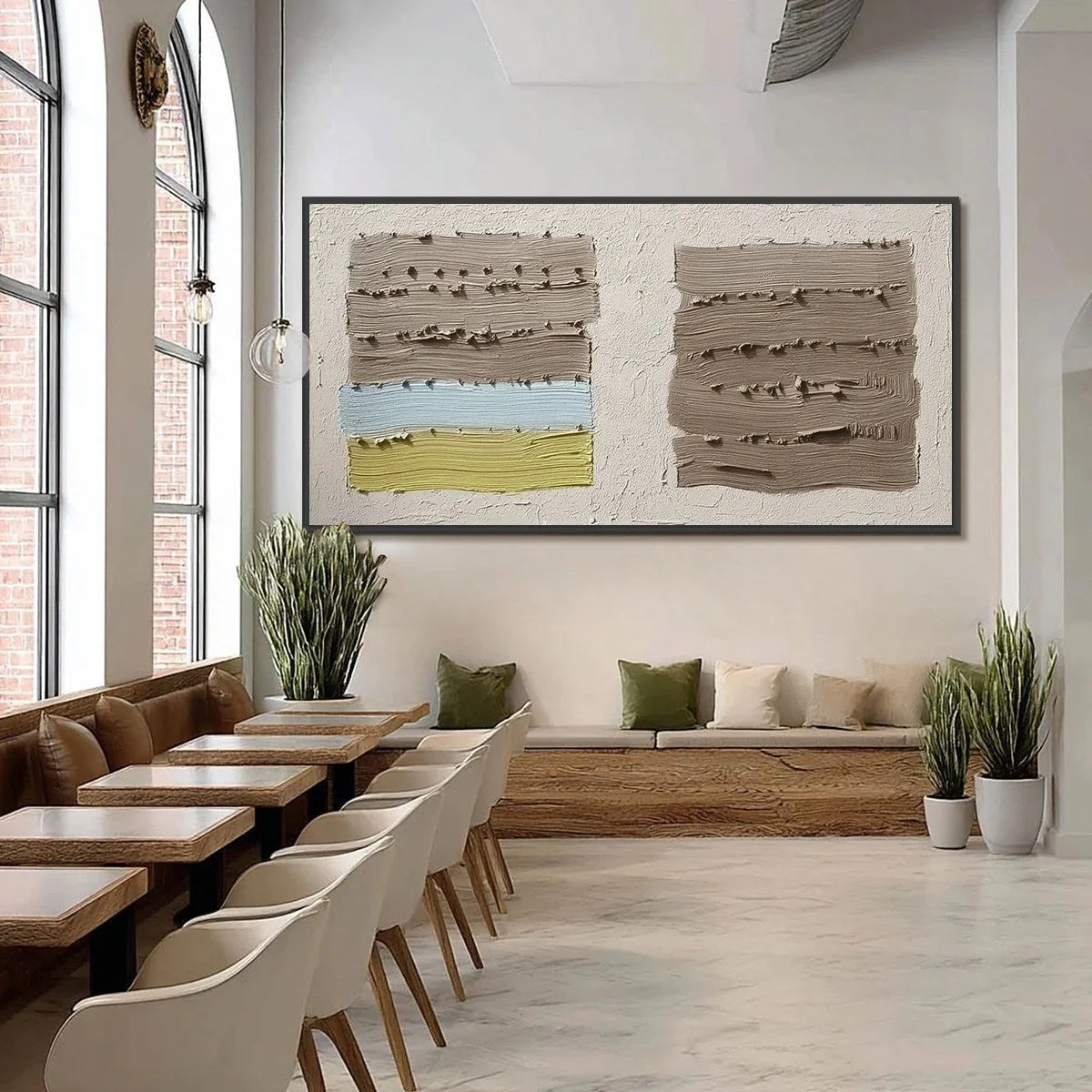 TERRA FIRMA: Textured Wabi Sabi Abstract Painting | black frame version on white wall