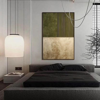TERRA FIRMA: Textured Wabi Sabi Abstract Painting in Earth Tones | gold frame stretched on neutral wall