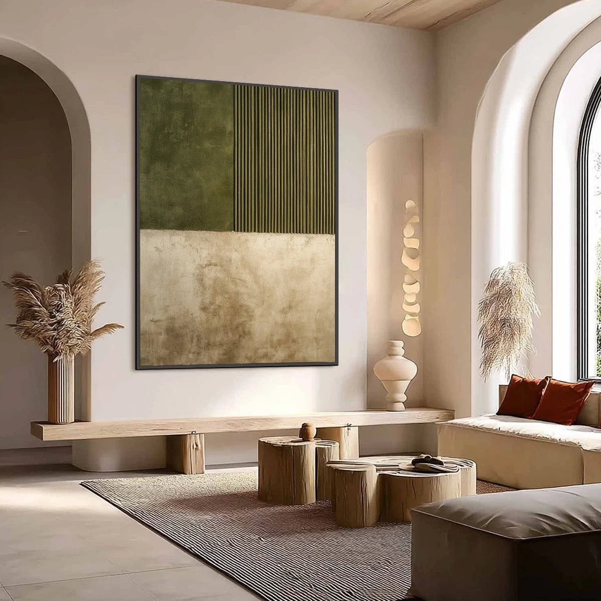 TERRA FIRMA: Textured Wabi Sabi Abstract Painting in Earth Tones | Abstract mood, soft natural light studio shot