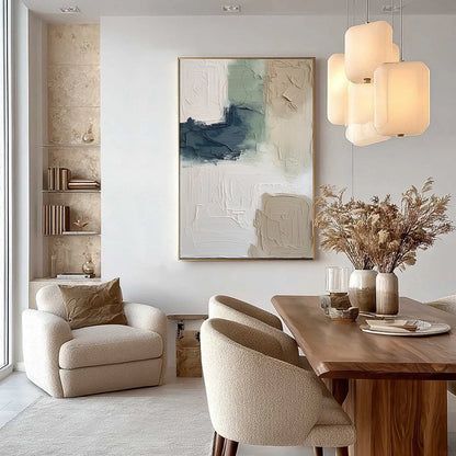 TERRA FIRMA: Textured Wabi-Sabi Abstract Wall Art in Earth Tones | gold frame stretched on neutral wall