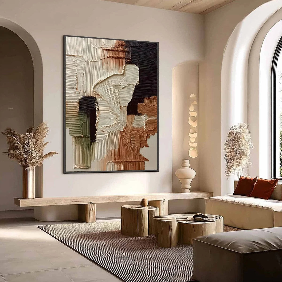 TERRA FIRMA: Vertical Wabi Sabi Textured Abstract Wall Art | Abstract mood, soft natural light studio shot