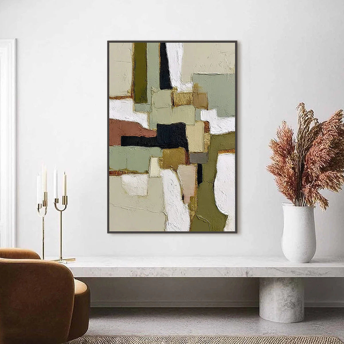TERRA FIRMA: Wabi Sabi Textured Abstract Painting with Earth Tones | Abstract closeup, raised brushwork detail