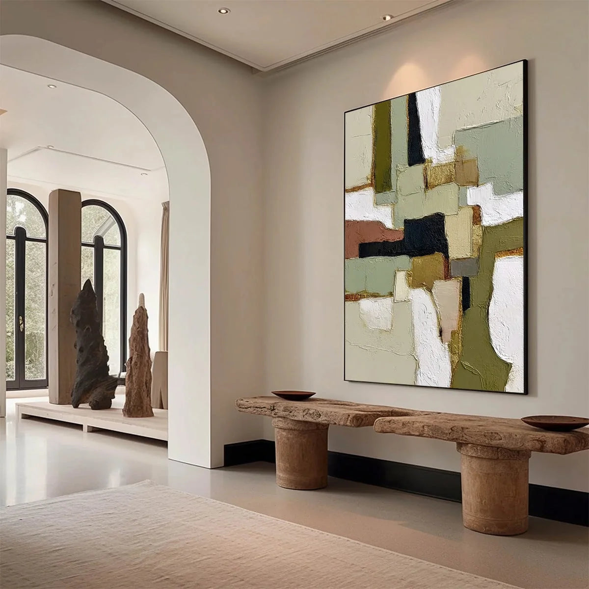 TERRA FIRMA: Wabi Sabi Textured Abstract Painting with Earth Tones | Abstract mood, soft natural light studio shot