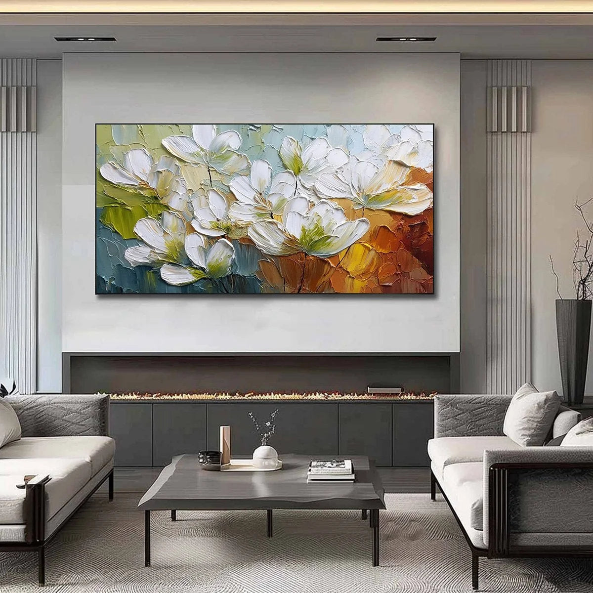 TERRA FLORA: Textured Palette Knife Floral Impasto Oil Painting | Abstract closeup, raised brushwork detail