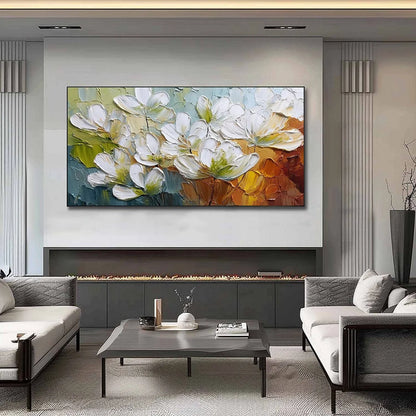 TERRA FLORA: Textured Palette Knife Floral Impasto Oil Painting | Abstract closeup, raised brushwork detail