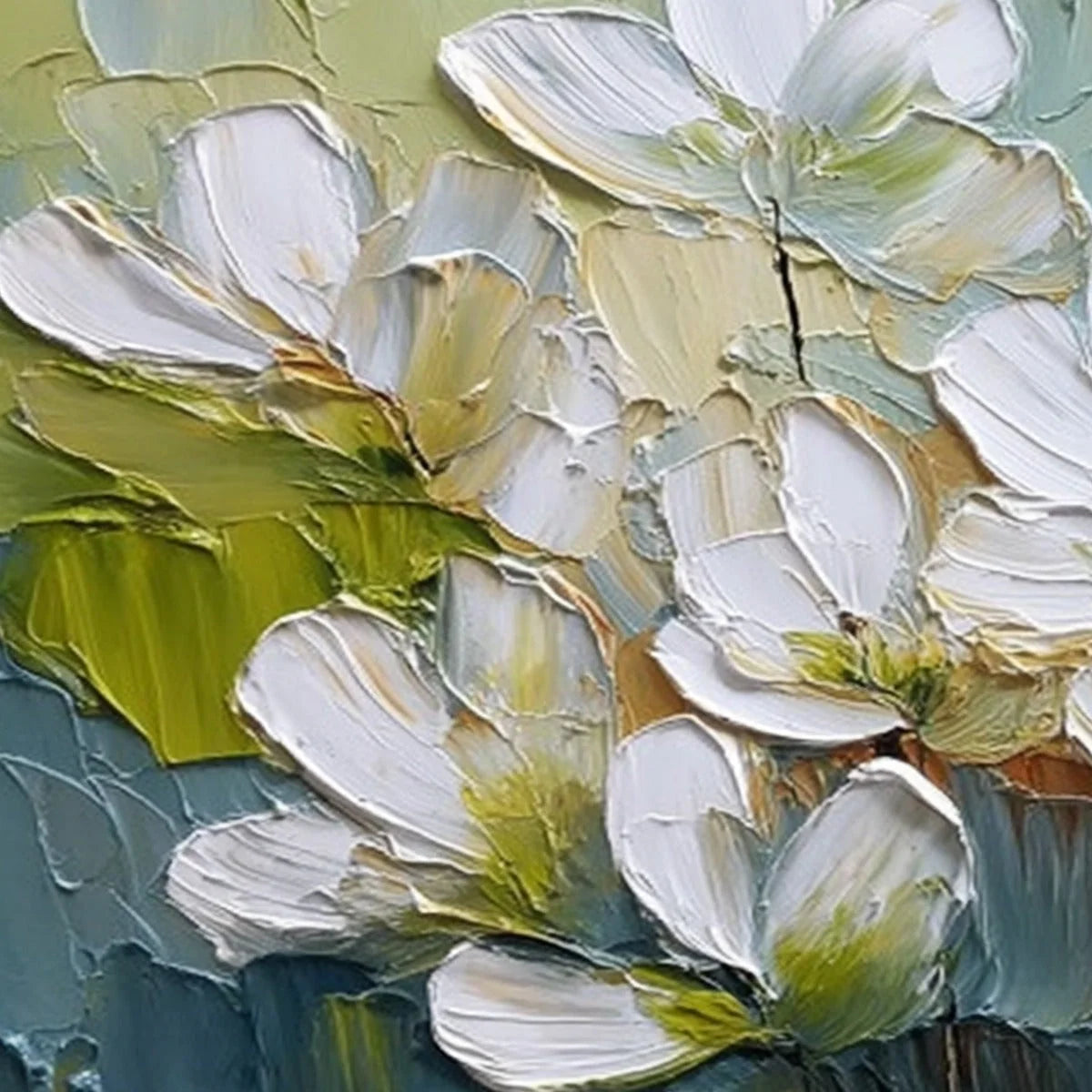 TERRA FLORA: Textured Palette Knife Floral Impasto Oil Painting | rectangular format, hand-painted canvas edge
