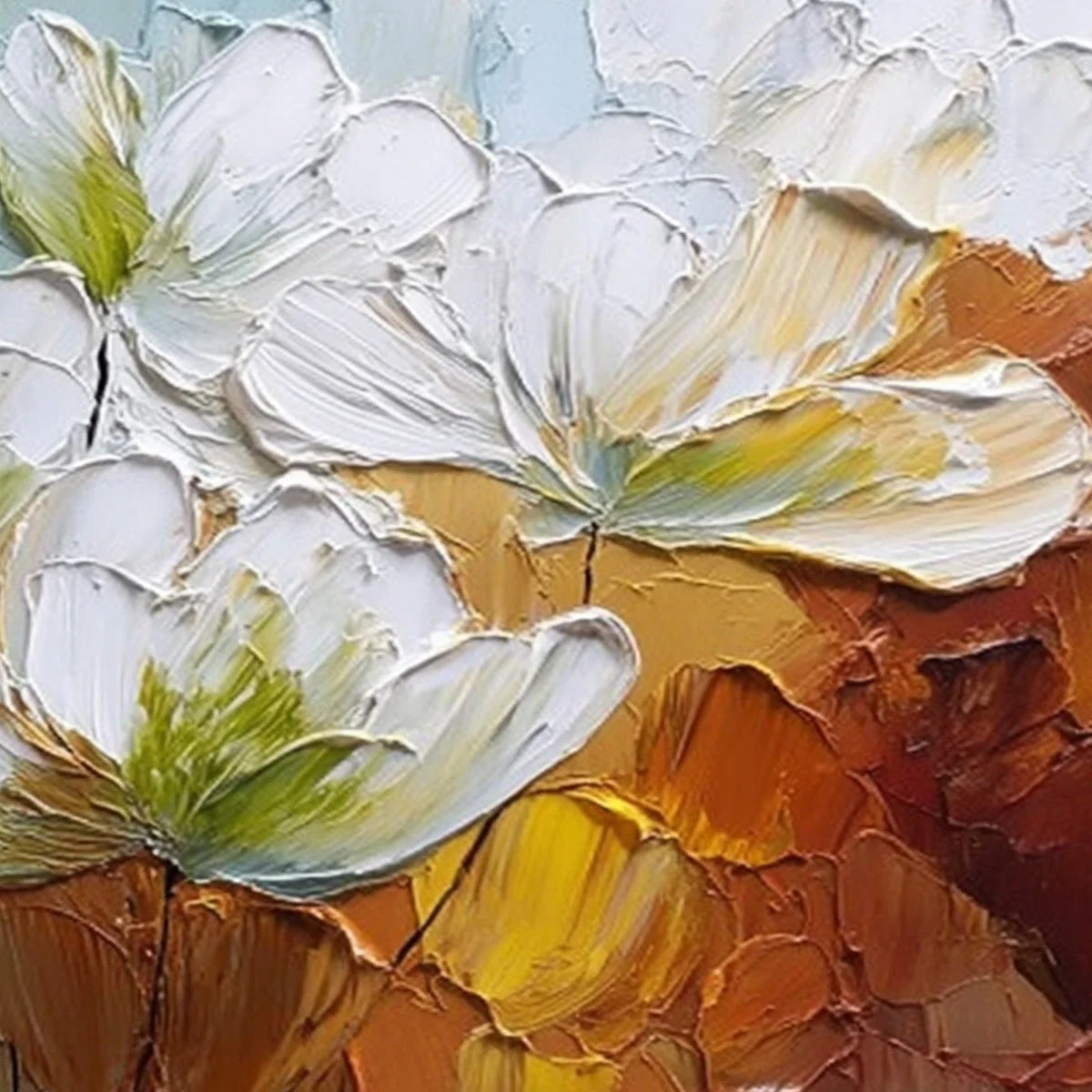 TERRA FLORA: Textured Palette Knife Floral Impasto Oil Painting | rolled canvas, ready for custom framing