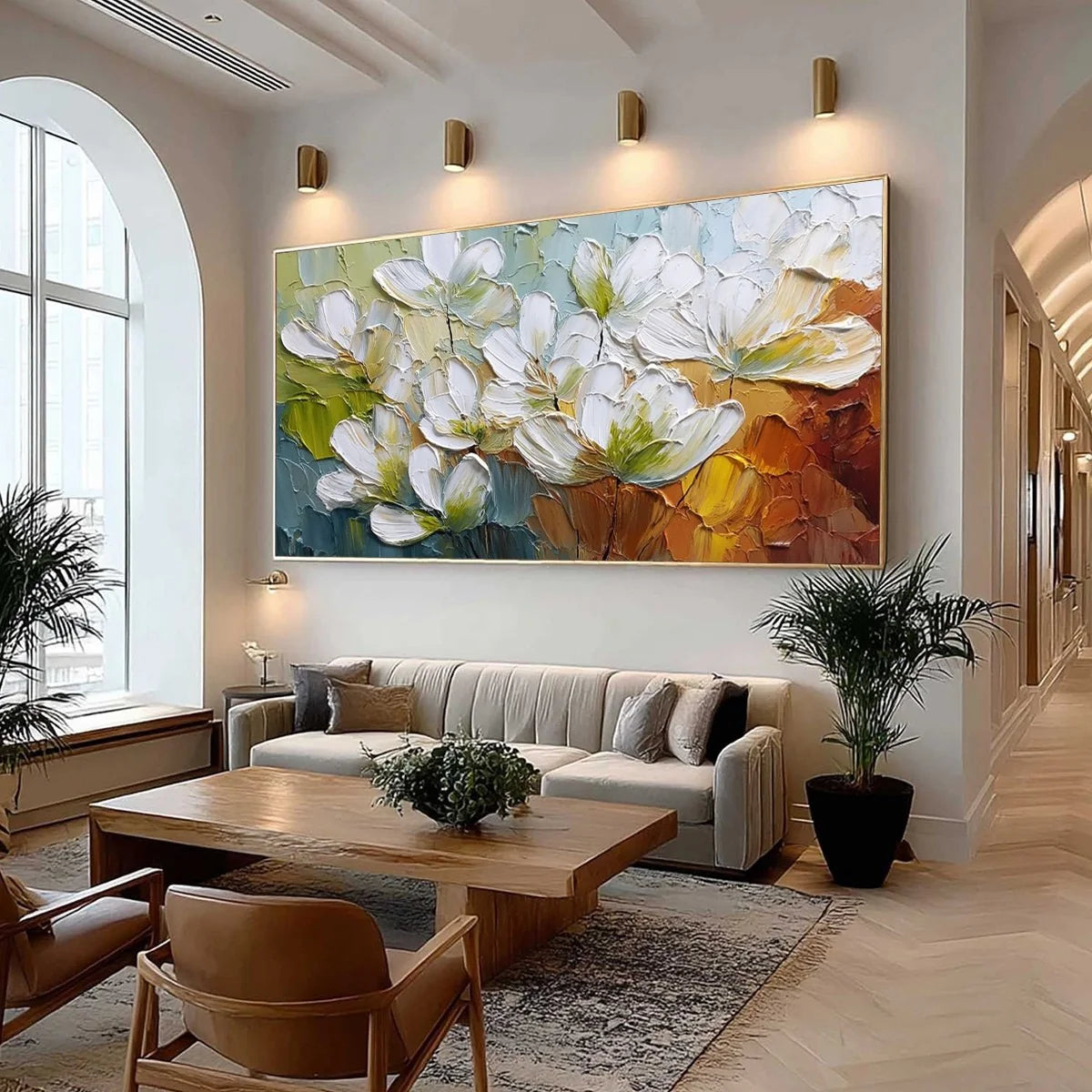 TERRA FLORA: Textured Palette Knife Floral Impasto Oil Painting | Abstract mood, soft natural light studio shot