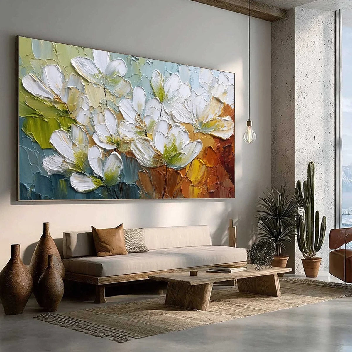 TERRA FLORA: Textured Palette Knife Floral Impasto Oil Painting | multi-color palette, original oil on stretched canvas art