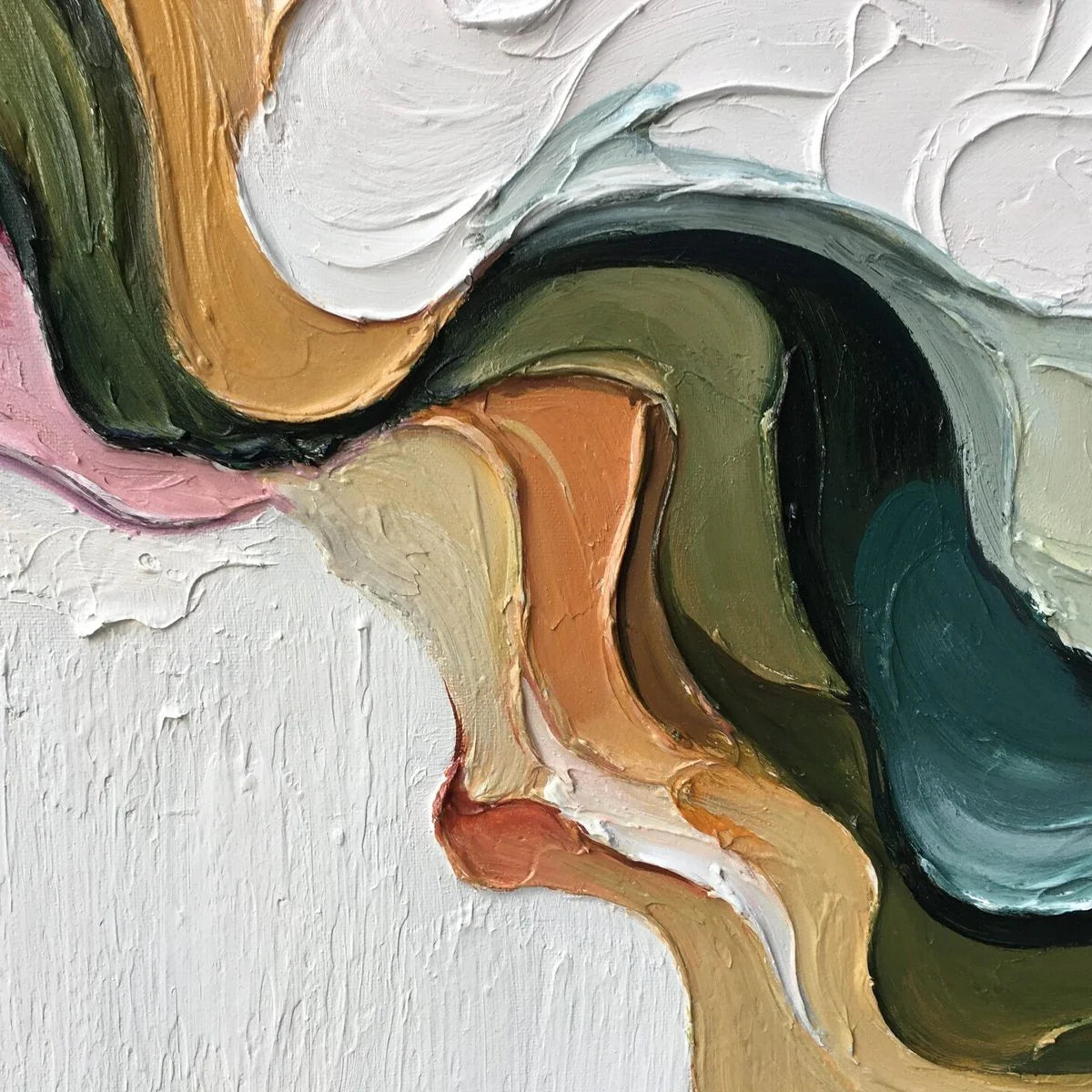 TERRA FLOW: Textured Abstract Earth Tone Panoramic Painting | rectangular format, hand-painted canvas edge
