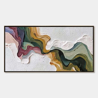 TERRA FLOW: Textured Abstract Earth Tone Panoramic Painting | hanging in living room, Abstract wall art