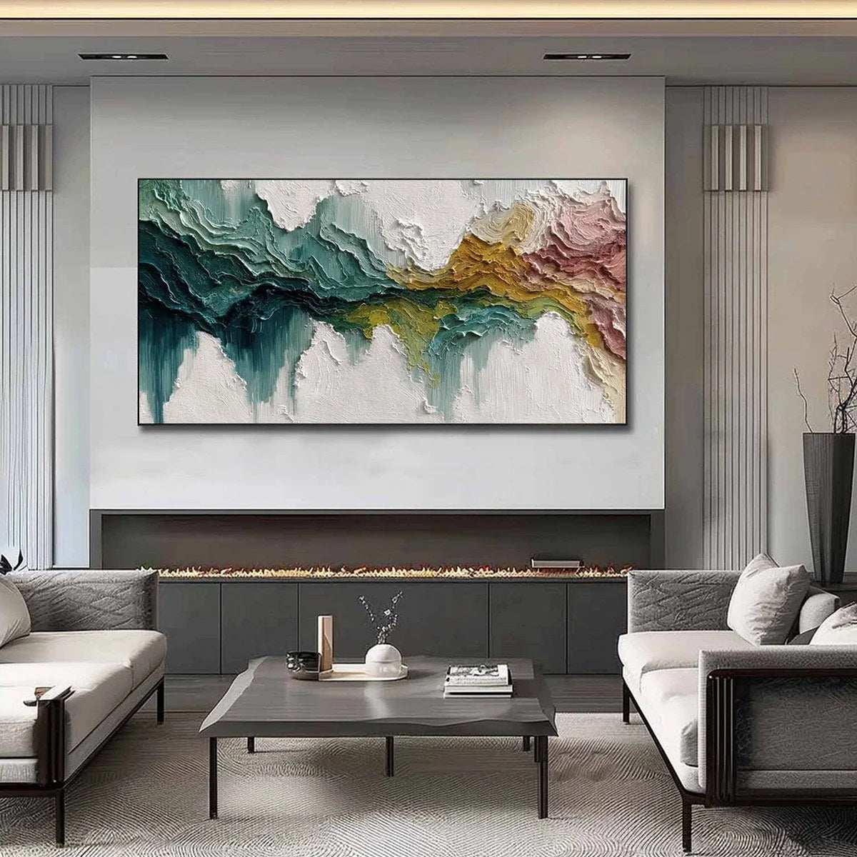 TERRA FLOW: Textured Abstract Landscape Impasto Oil Painting | Abstract closeup, raised brushwork detail