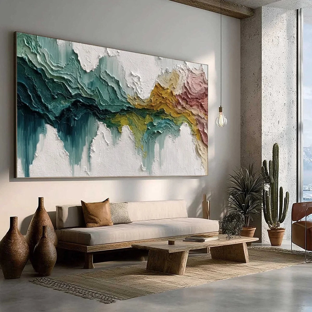 TERRA FLOW: Textured Abstract Landscape Impasto Oil Painting | multi-color palette, original oil on stretched canvas art