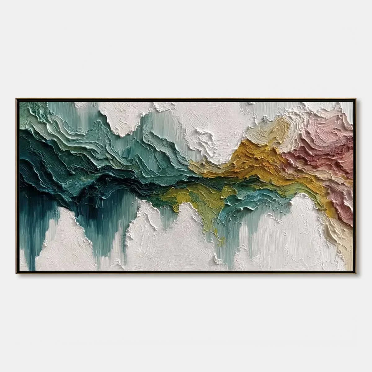 TERRA FLOW: Textured Abstract Landscape Impasto Oil Painting | hanging in living room, Abstract wall art