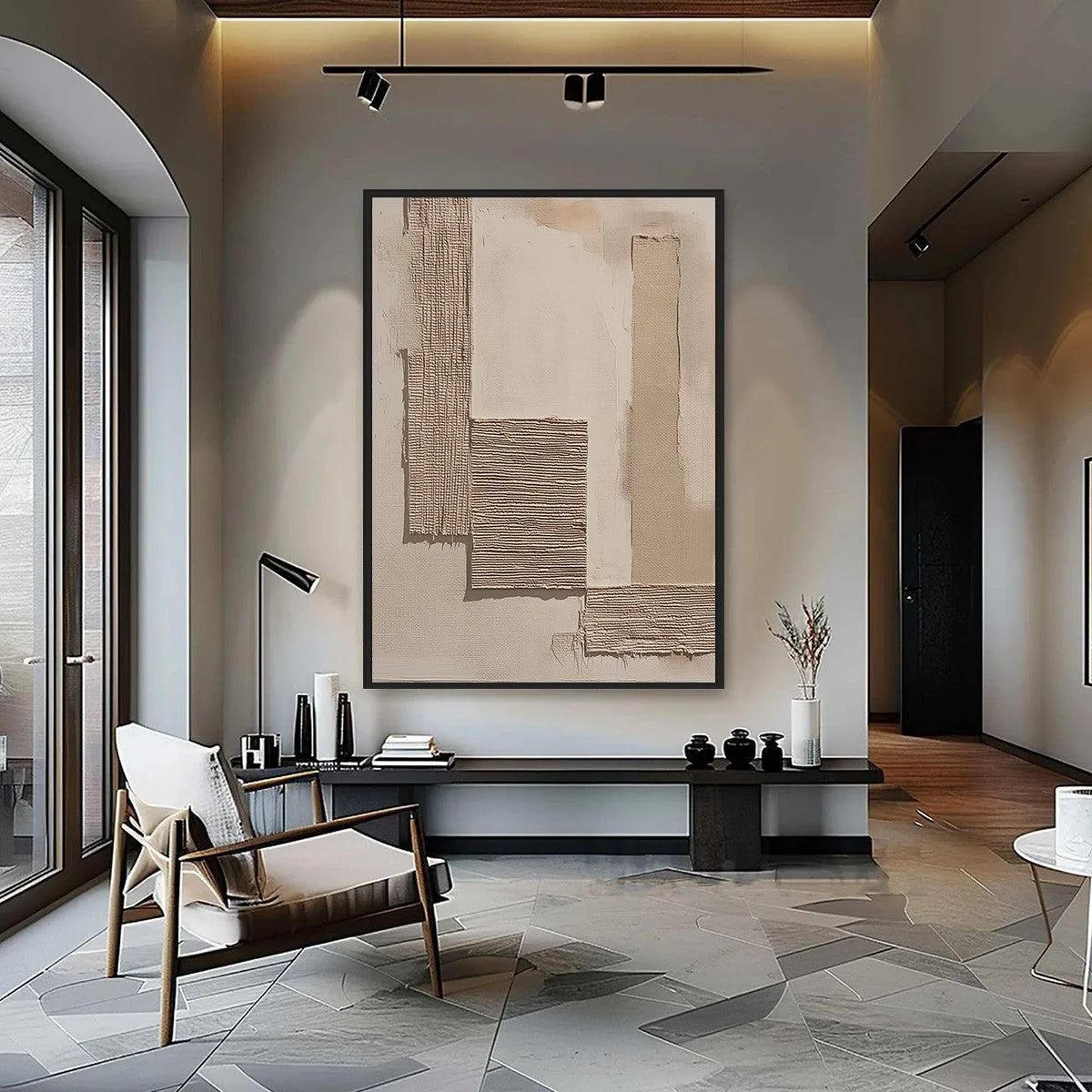 TERRA FORMA: Minimalist Textured Beige and White Abstract Painting | Minimalist closeup, raised brushwork detail