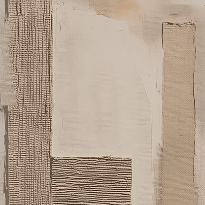 TERRA FORMA: Minimalist Textured Beige and White Abstract Painting | rectangular format, hand-painted canvas edge