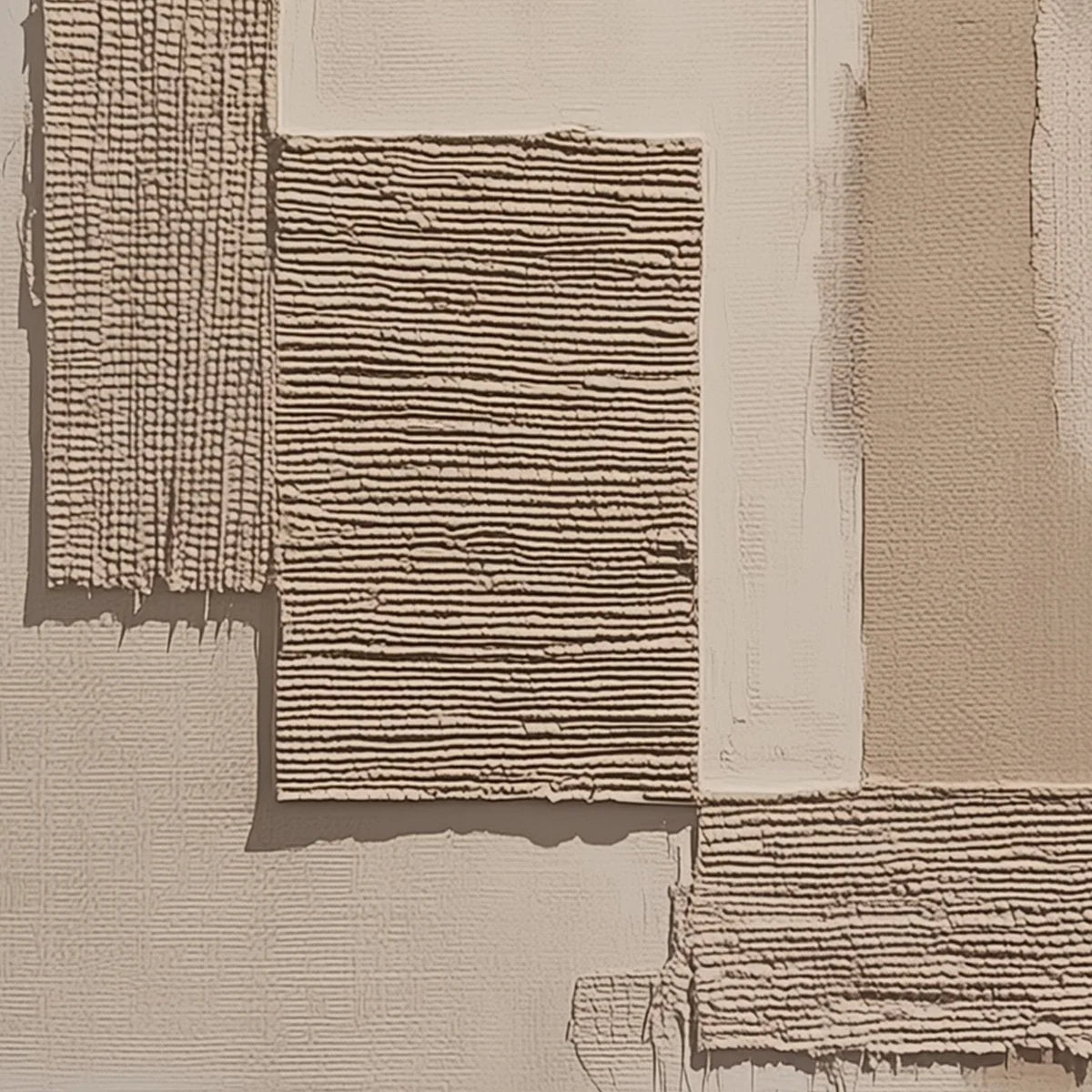 TERRA FORMA: Minimalist Textured Beige and White Abstract Painting | rolled canvas, ready for custom framing