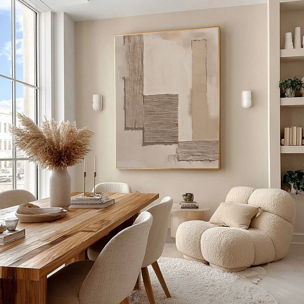 TERRA FORMA: Minimalist Textured Beige and White Abstract Painting | Minimalist mood, soft natural light studio shot