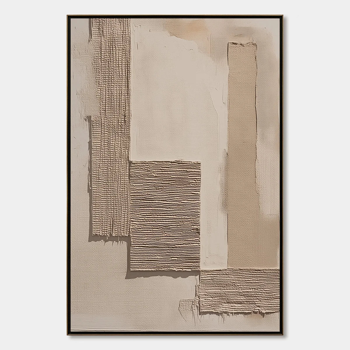 TERRA FORMA: Minimalist Textured Beige and White Abstract Painting | hanging in living room, Minimalist wall art