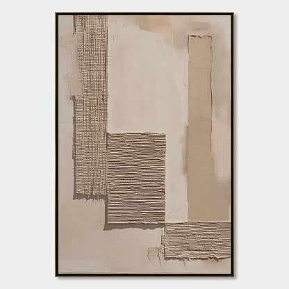 TERRA FORMA: Minimalist Textured Beige and White Abstract Painting | hanging in living room, Minimalist wall art