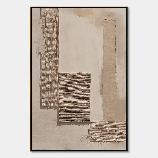 TERRA FORMA: Minimalist Textured Beige and White Abstract Painting | hanging in living room, Minimalist wall art