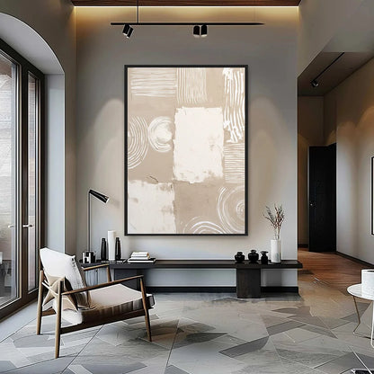 TERRA FORMA: Textured Minimalist Abstract Painting in Neutral Tones | Minimalist closeup, raised brushwork detail