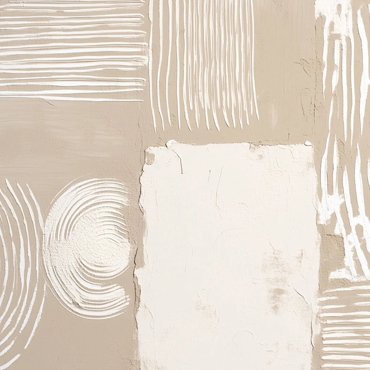 TERRA FORMA: Textured Minimalist Abstract Painting in Neutral Tones | rectangular format, hand-painted canvas edge