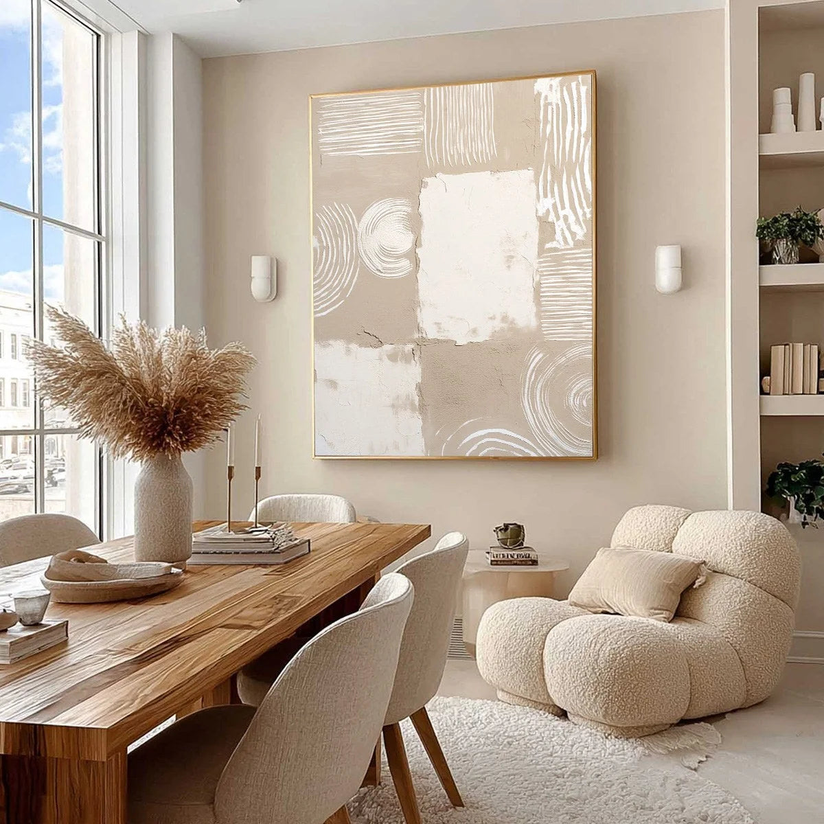 TERRA FORMA: Textured Minimalist Abstract Painting in Neutral Tones | Minimalist mood, soft natural light studio shot