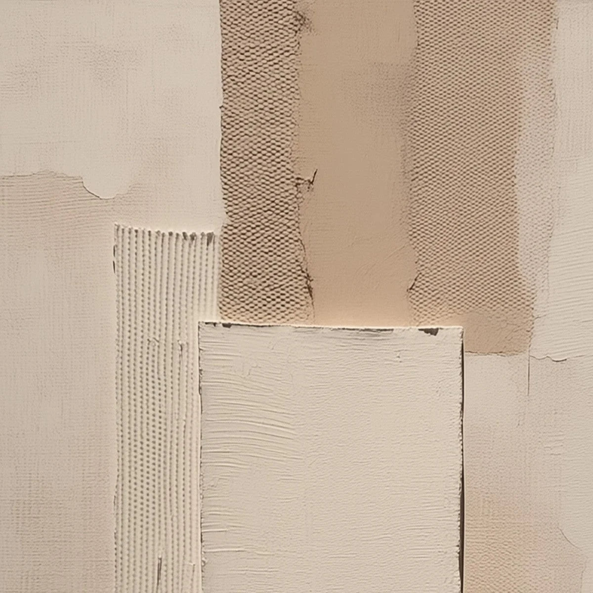 TERRA FORMA: Textured Wabi Sabi Abstract Beige Wall Art | rectangular format, hand-painted canvas edge