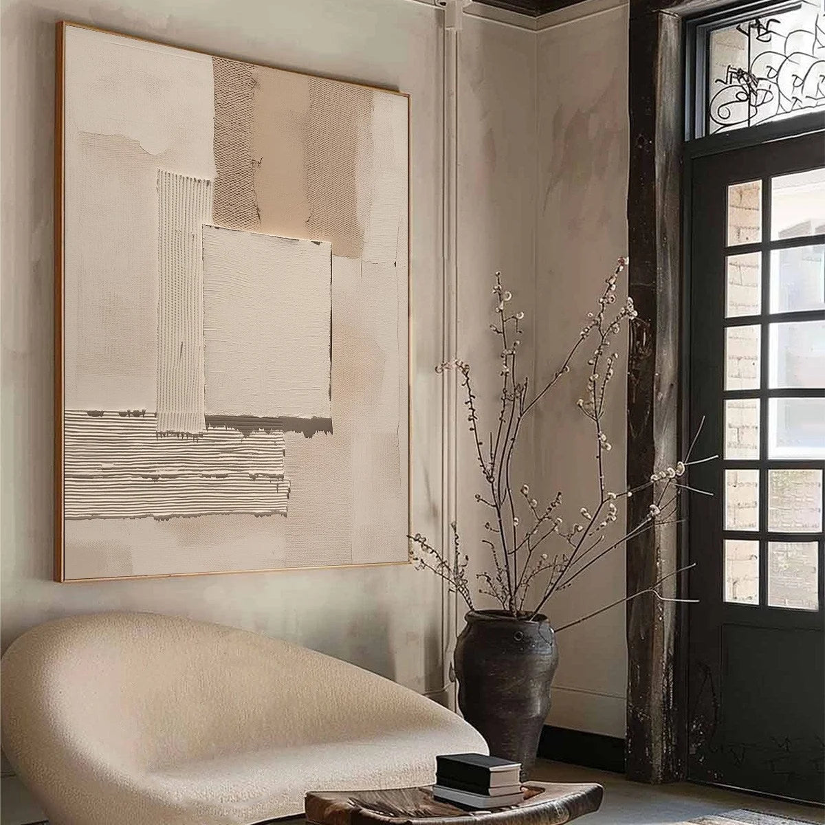 TERRA FORMA: Textured Wabi Sabi Abstract Beige Wall Art | beige palette, original oil on stretched canvas art