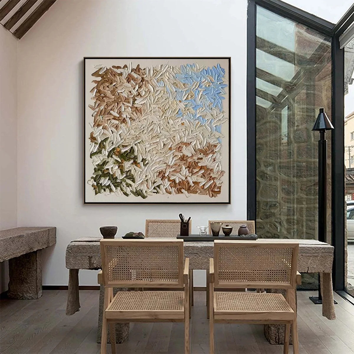 TERRA MOSAIC: Textured Earth Tone Abstract Impasto Painting | rolled canvas, ready for custom framing