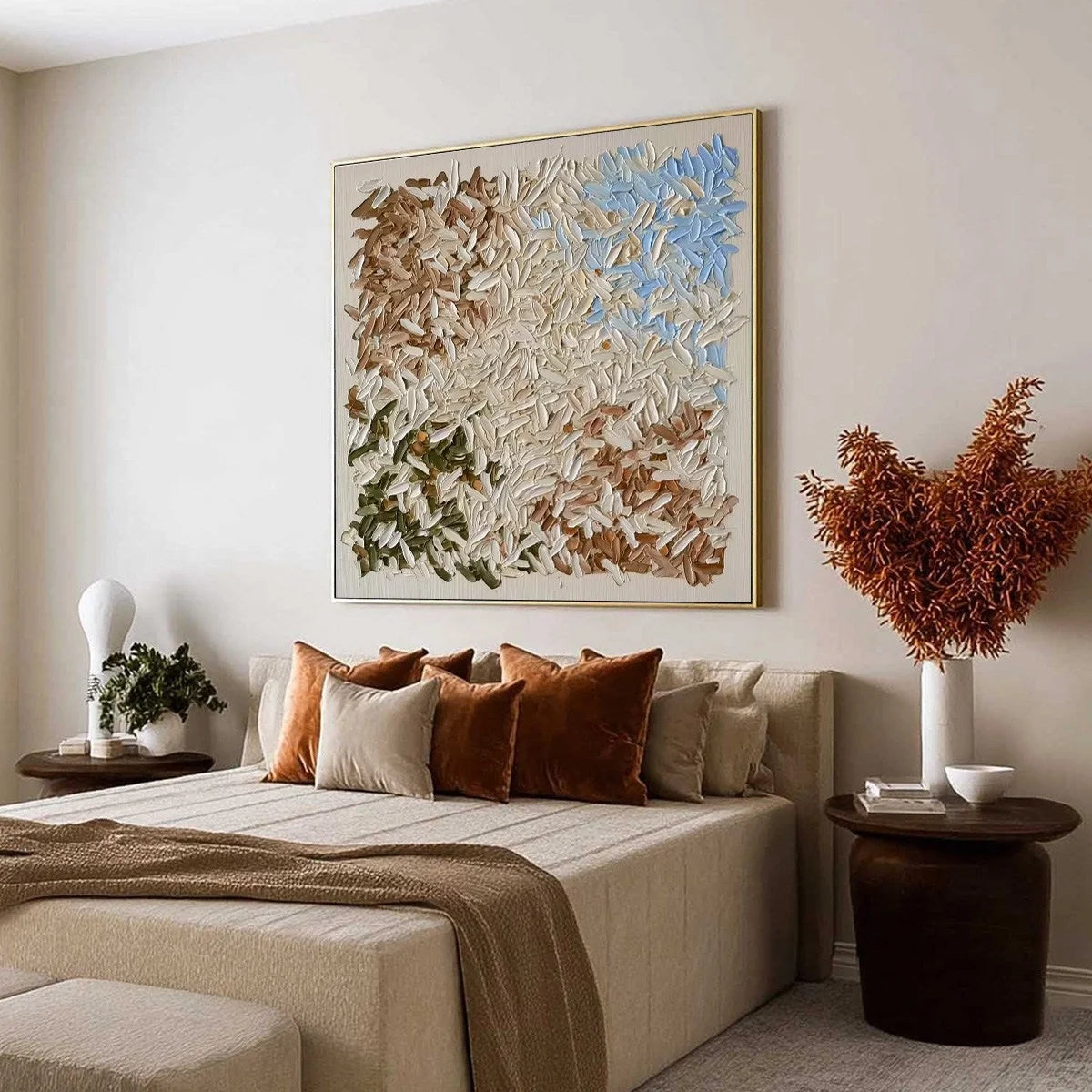 TERRA MOSAIC: Textured Earth Tone Abstract Impasto Painting | texture detail, palette knife marks visible