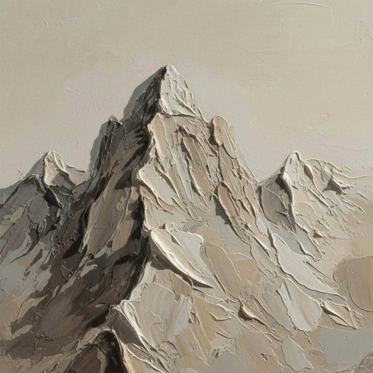 TERRA PEAK: Textured Wabi Sabi Mountain Impasto Wall Art | rectangular format, hand-painted canvas edge