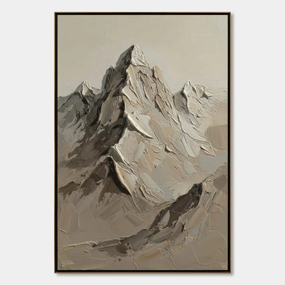 TERRA PEAK: Textured Wabi Sabi Mountain Impasto Wall Art | hanging in living room, Abstract wall art