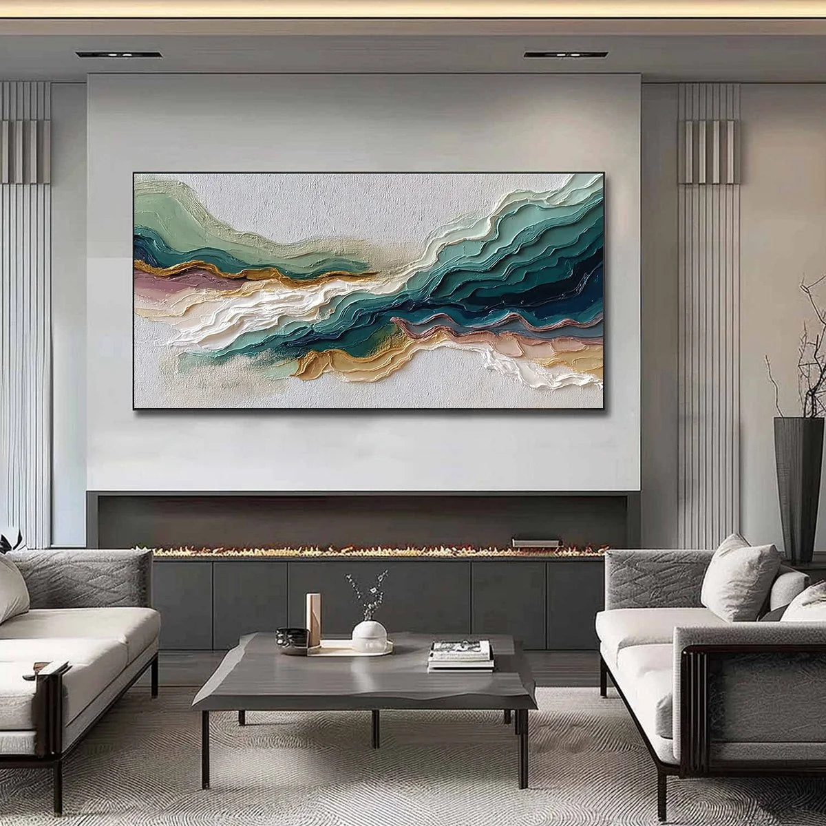 TERRA RHYTHM: Heavily Textured Abstract Landscape Painting | Abstract closeup, raised brushwork detail