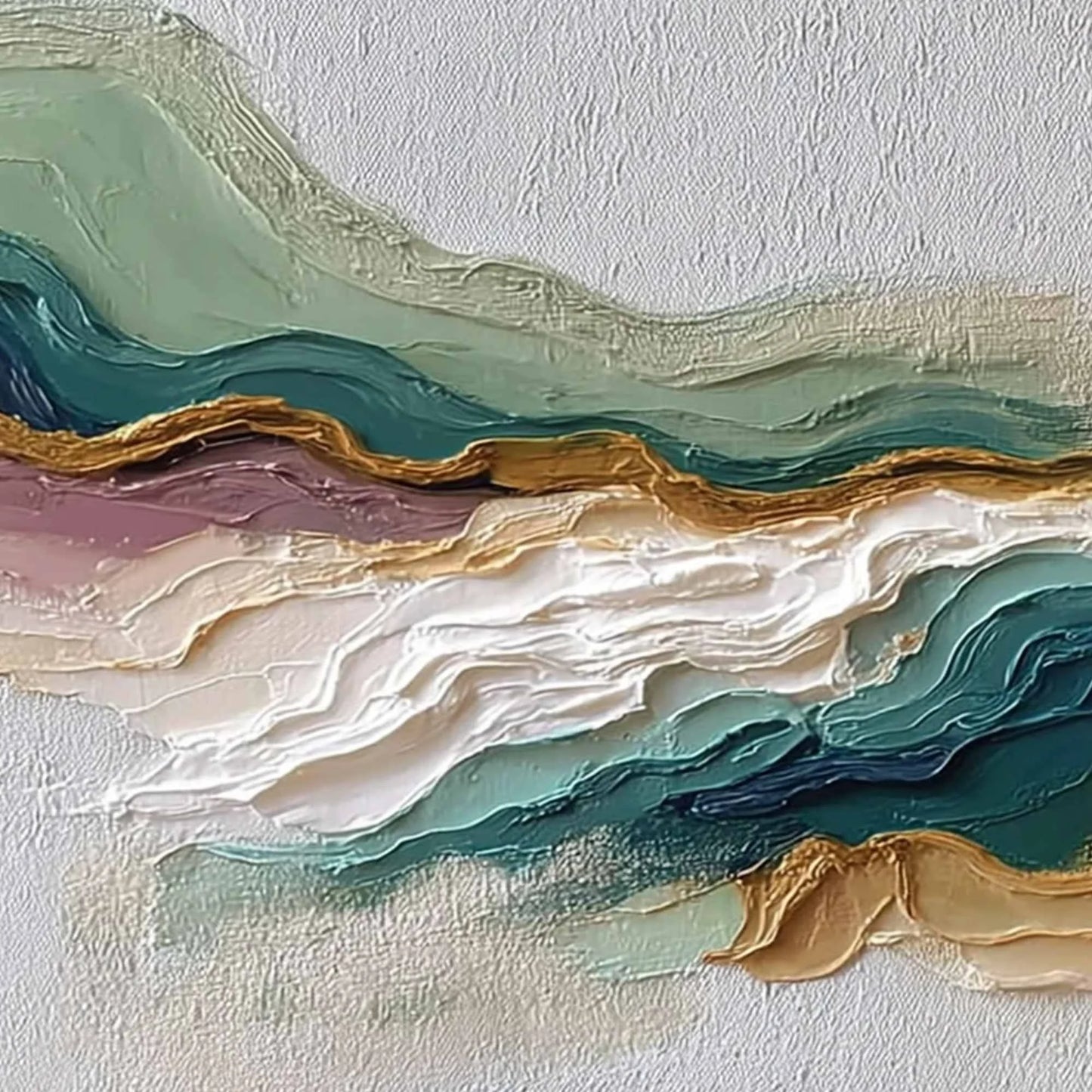 TERRA RHYTHM: Heavily Textured Abstract Landscape Painting | rectangular format, hand-painted canvas edge