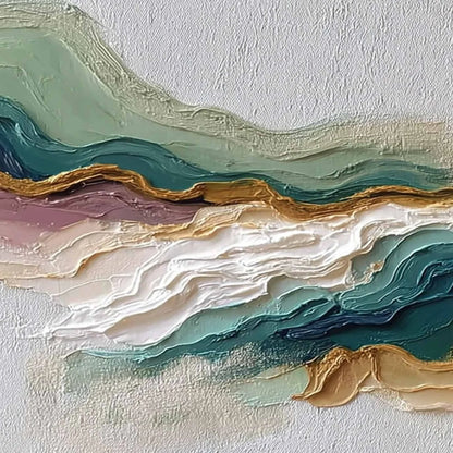 TERRA RHYTHM: Heavily Textured Abstract Landscape Painting | rectangular format, hand-painted canvas edge