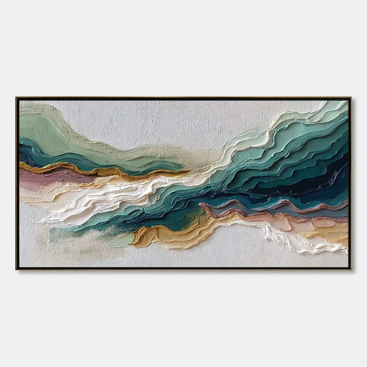 TERRA RHYTHM: Heavily Textured Abstract Landscape Painting | hanging in living room, Abstract wall art