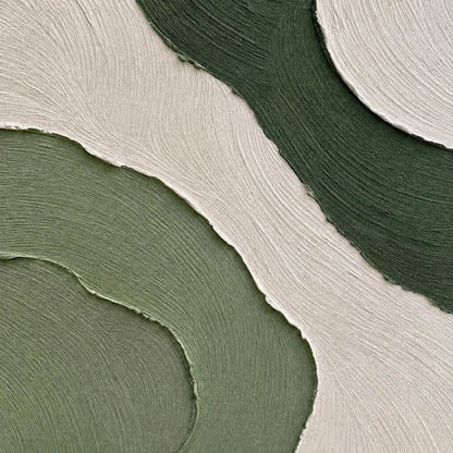 TERRA: Textured Wabi Sabi Abstract Diptych in Earthy Greens | rectangular format, hand-painted canvas edge