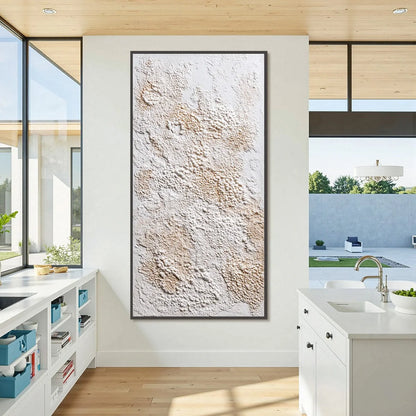 TERRA VEIL: Wabi Sabi Textured Minimalist Abstract Painting | black frame version on white wall