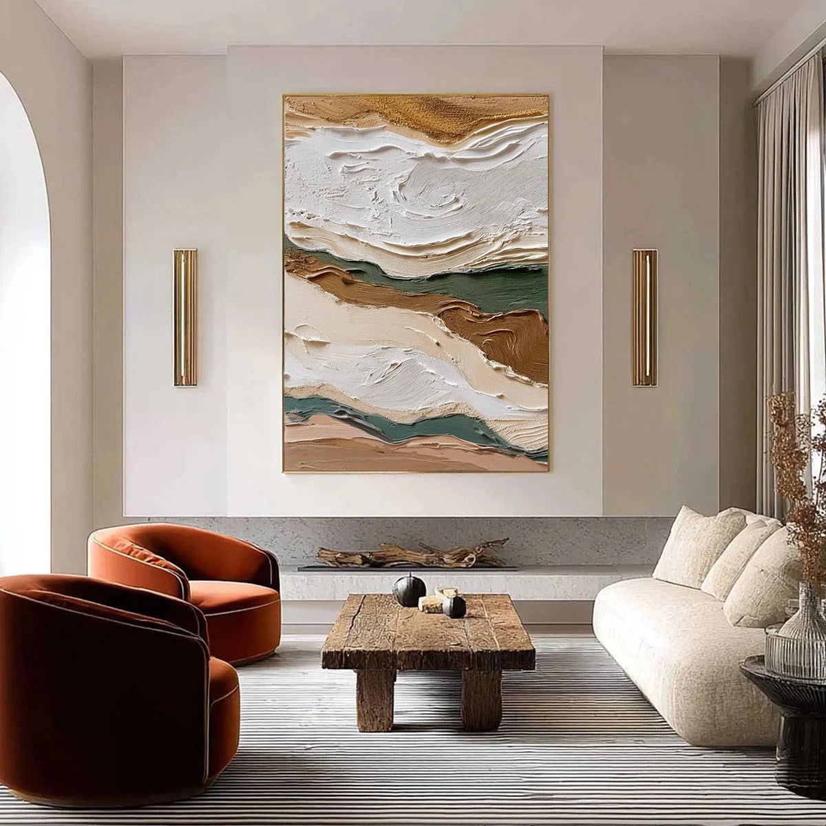 TERRA VEINS: Textured Wabi Sabi Abstract Earth Landscape Painting | Abstract closeup, raised brushwork detail