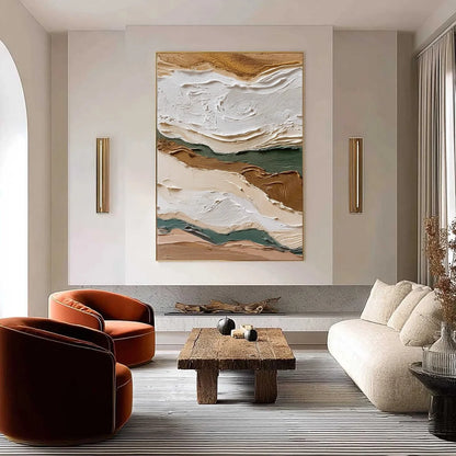 TERRA VEINS: Textured Wabi Sabi Abstract Earth Landscape Painting | Abstract closeup, raised brushwork detail
