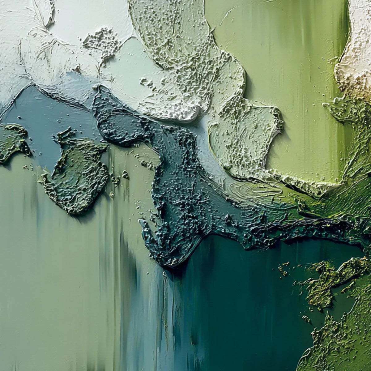 TERRA VERDE: Textured Abstract Earth Tone Landscape Painting | rectangular format, hand-painted canvas edge