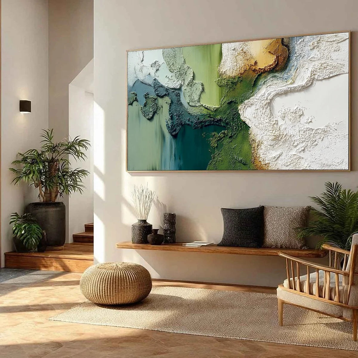 TERRA VERDE: Textured Abstract Earth Tone Landscape Painting | multi-color palette, original oil on stretched canvas art