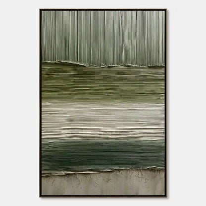 TERRA VERDE: Vertical Wabi Sabi Textured Abstract Green Earth Painting | hanging in living room, Abstract wall art