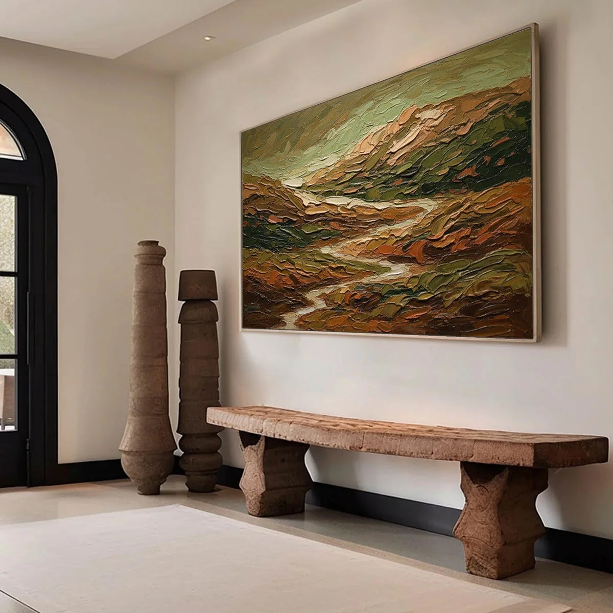TERRA VISTA: Heavily Textured Abstract Landscape Oil Painting | multi-color palette, original oil on stretched canvas art