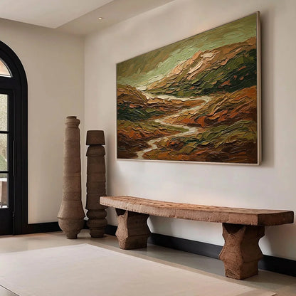 TERRA VISTA: Heavily Textured Abstract Landscape Oil Painting | multi-color palette, original oil on stretched canvas art